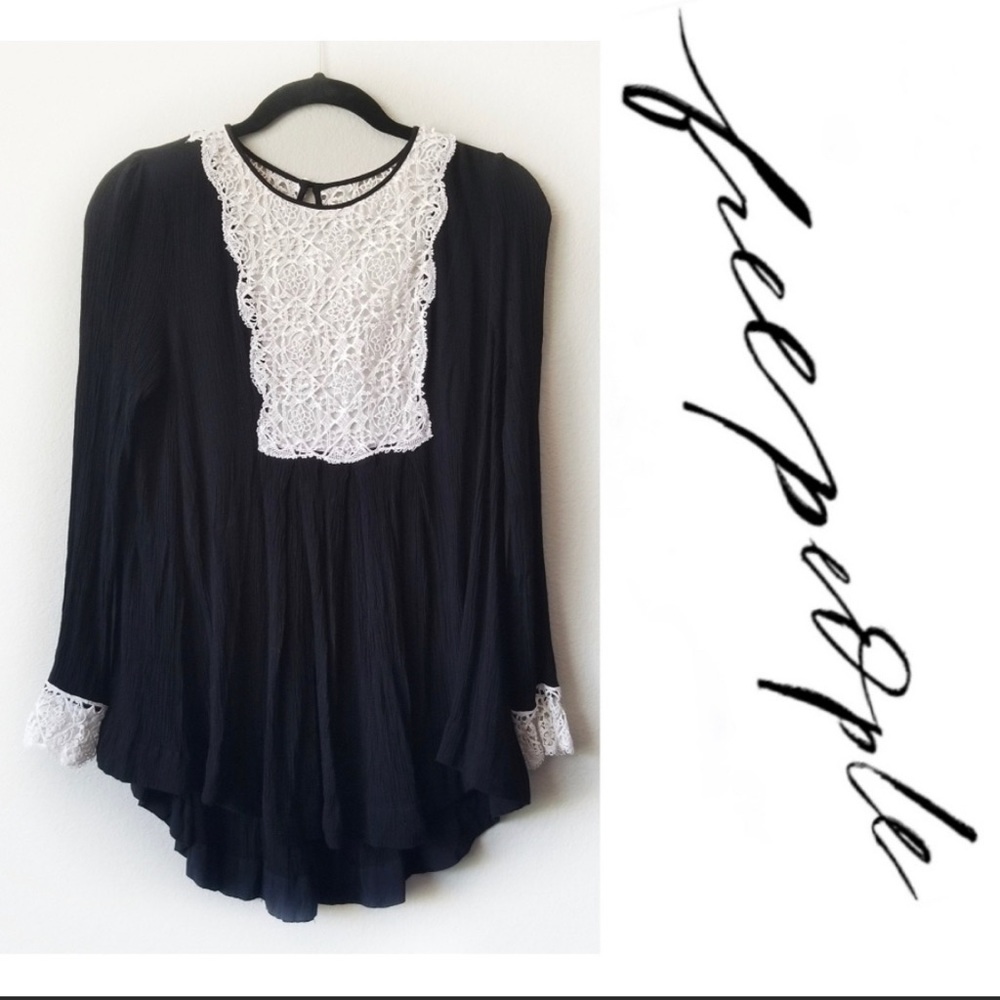 Free people embroidered lace tunic/ top